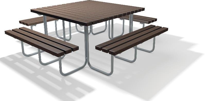 Table pique-nique en plastique recyclé - Stelvio - robuste et élégante avec cadre en acier tubulaire_0