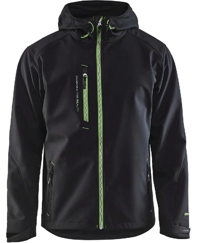 VESTE SOFTSHELL À CAPUCHE NOIR/VERT TAILLE XXL - MANUTAN COLLECTIVITÉS