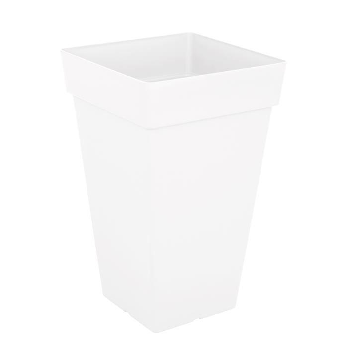 ARTEVASI Pot de fleurs carré haut Capri - 30 x 30 x H 49,5 cm - 30 L - Blanc - Look moderne avec lignes élégantes_0