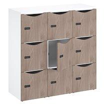 Casier de bureau Lockers 9 cases - Corps blanc, portes orme - H 132,9 cm_0