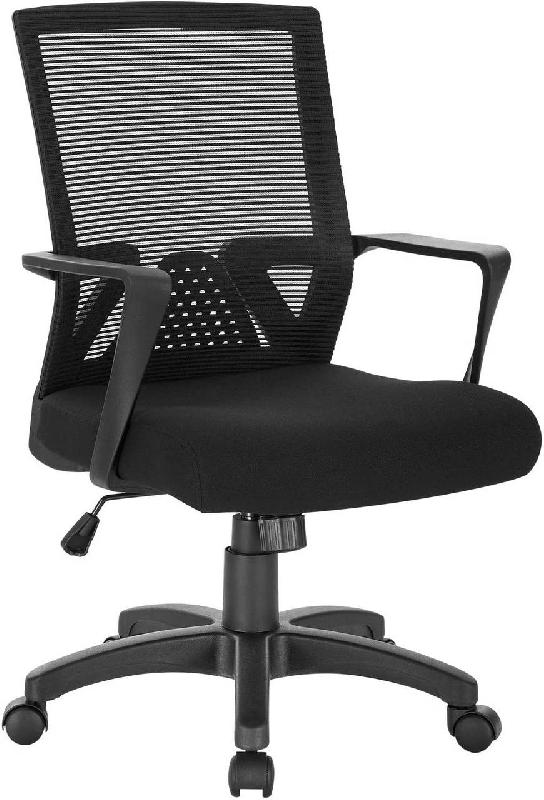 Chaise de bureau avec accoudoirs - fonction bascule - nylon noir - hauteur réglable de 45 à 54 cm_0