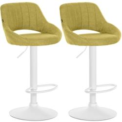 CLP Lot de 2 tabourets de bar Milet tissu Vert/Métal blanc mat - vert textile 324427_0