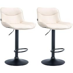 CLP Lot de 2 tabourets de bar Vonore en similicuir Crème/Noir - beige polyester 325227_0