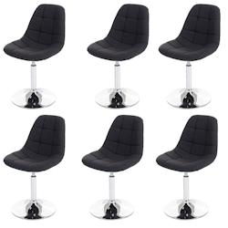 Décoshop26 - 6x chaises de salle à manger en tissu gris foncé pied chromé pivotant CDS04626 - gris 3000004151255_0