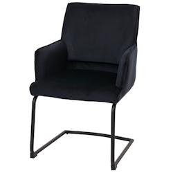 Décoshop26 - Chaise de salle à manger avec accoudoirs en tissu anthracite-bleu coins arrondis 04_0006299 - bleu 3000261692881_0