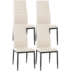 Décoshop26 - Lot de 4 chaises de salle à manger design simple en synthétique crème avec couture cadre en métal noir CDS10406 - noir 3002482532694_0