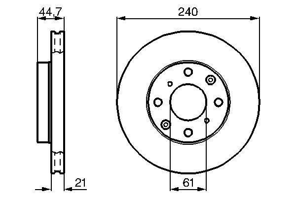 Disque de frein Bosch 0986478115 - ventilé de l'intérieur - boîte de 2 - 4 trous - épaisseur 21 mm - avant_0