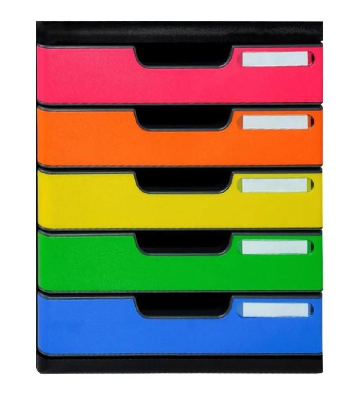 Exacompta MODULO A4 5 tiroirs fermés Iderama noir/arlequin brillant - multicolore matière synthétique 301798D_0