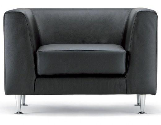 Fauteuil Cube Cuir Noir - Référence 8960 CA A - 4 pieds en acier chromé - 94 x 80 x 64 cm_0