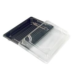 FHC - 200Pcs - Barquette sushi plastique PS noir avec couvercle PET transparent  188x135x37mm 300ml - noir plastique FHC210SUYP102N_0