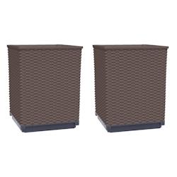 Helloshop26 - Jardinière bac lit surélevé plantes fleurs jardin terrasses lot de 2 30 x 30 x 37 cm polypropylène marron 02_0038925 - 3000218018214_0