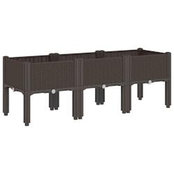 Helloshop26 - Jardinière bac lit surélevé plantes fleurs terrasse jardin avec pieds 120 x 40 x 42 cm PP marron 02_0038151 - 3000214115962_0