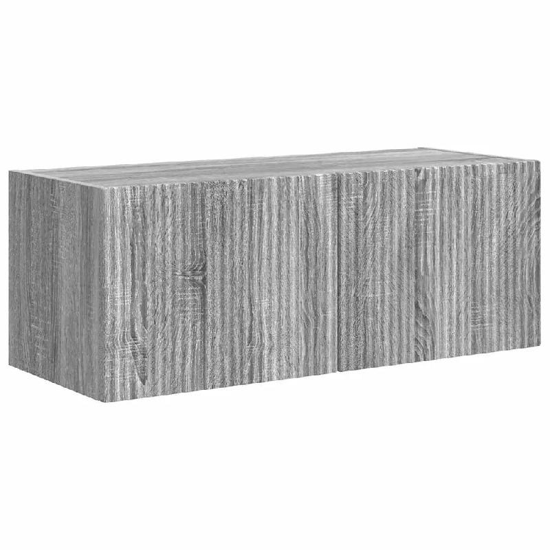 Helloshop26 - Meuble TV mural moderne avec étagères 78,5 x 31 x 29,5 cm forme cubique en bois d'ingénierie gris sonoma 02_0054911 - gris Bois massi_0
