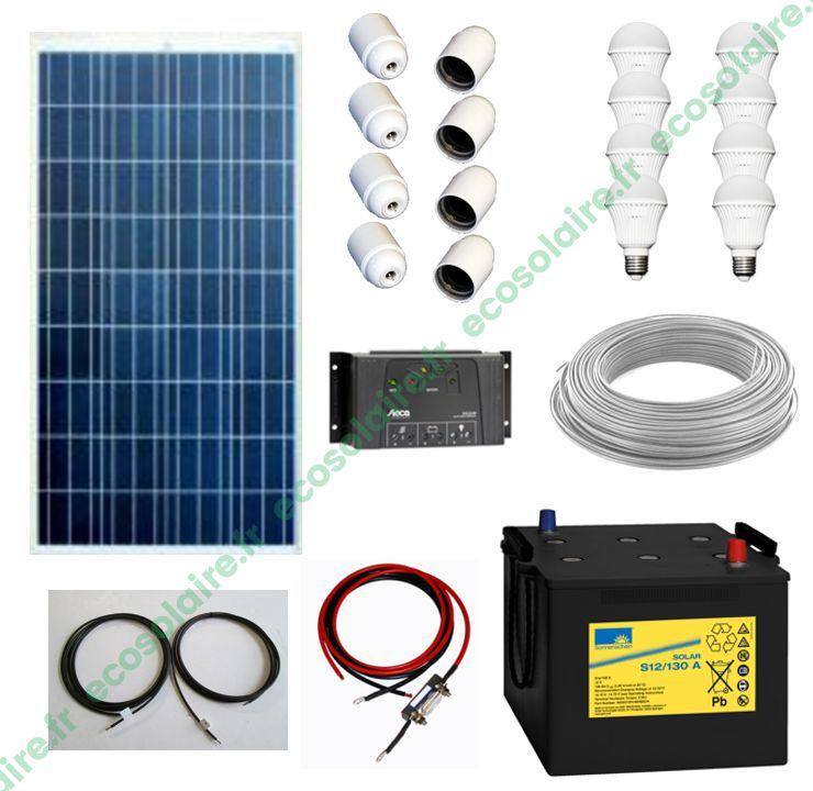 KIT ÉCOSOLAIRE® D'ÉCLAIRAGE DE 165WC 12V AVEC BATTERIE_0
