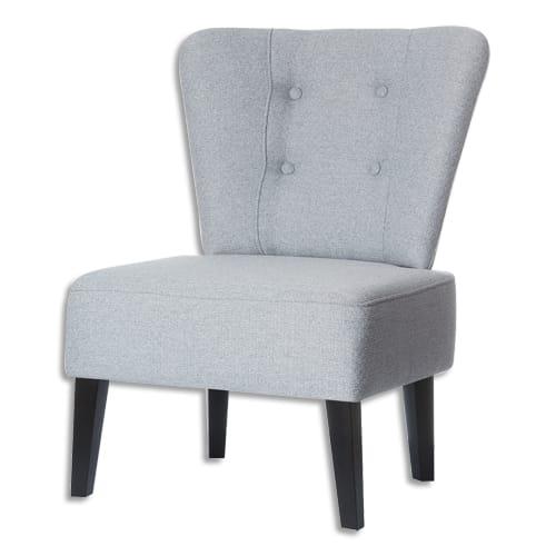 Paperflow fauteuil Brighton - bois et polyester - piètement noir - revêtement gris clair - 65 x 82 x 64 cm_0