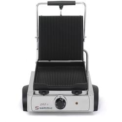 Sammic GRS-5 plaque de cuisson électrique en fonte nervurée avec couvercle, 1800 W, 230V EU, thermostat 250°C, surface 255x225 mm, acier inoxydable_0