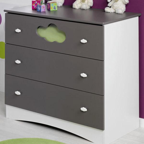 SOFAMO COMMODE ALTEA BLANC TAUPE CHAMBRES BÉBÉ & MOBILIER