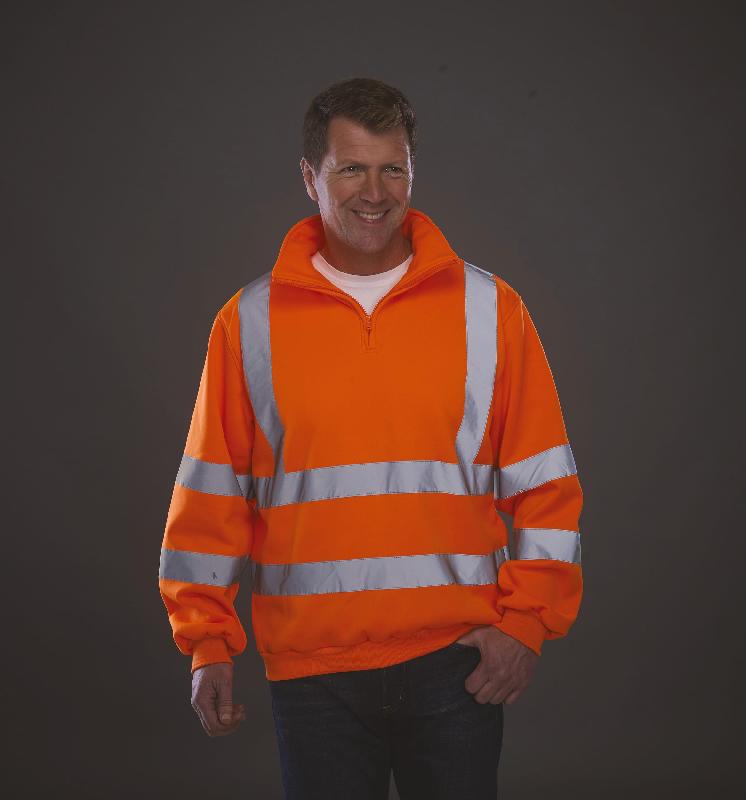 Sweat-shirt haute visibilité 1/4 zip - Réf: YHVK06 - Polyester antiboulochage - Norme EN ISO20471:2013_0
