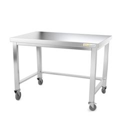 Table de travail en inox soubassement 1000 x 500 mm avec renfort sur roulettes PREMIUM / GOLDINOX - inox 3701770800407_0