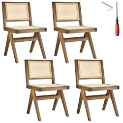 TecTake GmbH tectake Lot 4 chaises en bois avec cannage viennois design rétro chêne clair - 405906 - beige Bois massif 405906_0