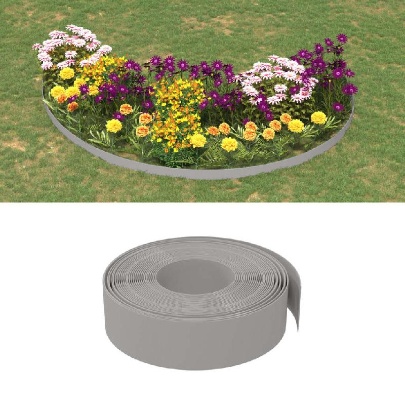 Vidaxl bordures de jardin 4 pcs gris 10 m 15 cm polyéthylène 3155442_0