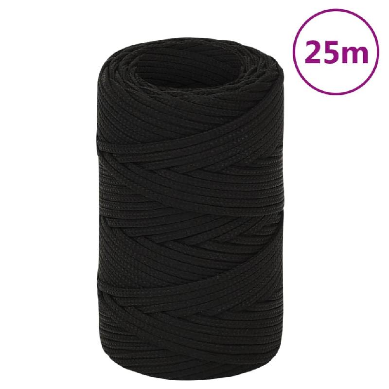 Vidaxl corde de travail noir 2 mm 25 m polyester 152792_0