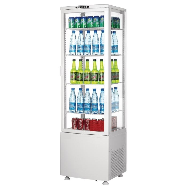 Vitrine réfrigérée - 4 côtés vitrés - porte incurvée 235l blanche_0