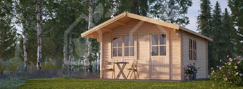 Abri de jardin Dreux 12m² (4x3) - Pin nordique naturel - Épaisseur 44mm_0