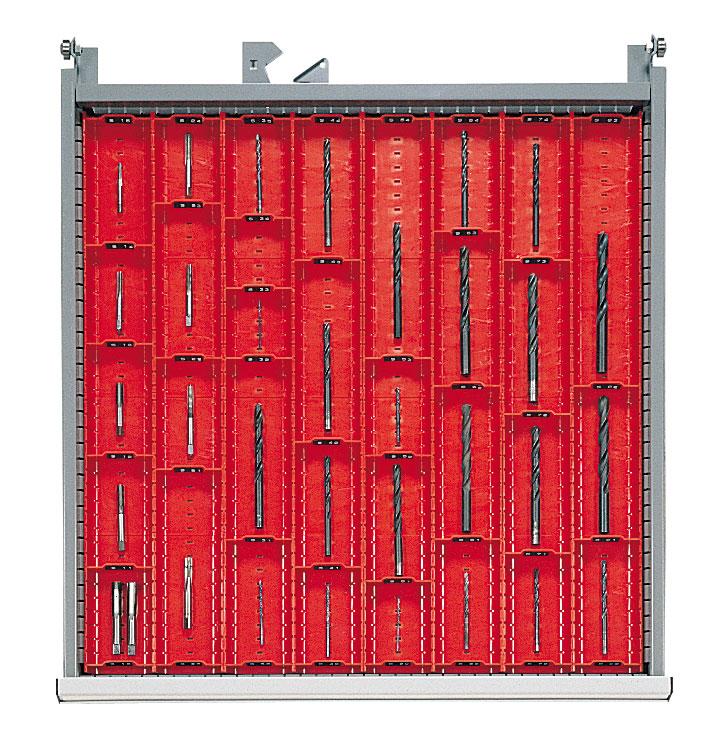 Agencement pour tiroir h.50 ou h.75 mm d'armoire métallique m en canaux plastique - 12 couloirs diam_0