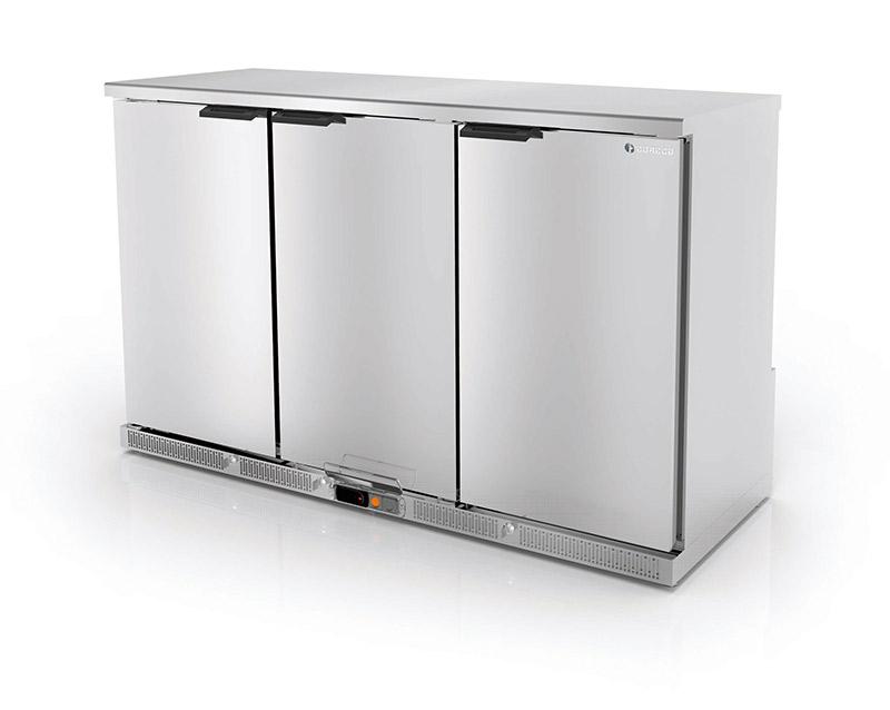 Arrière-bar positif professionnel inox prof 520 hauteur 850 3 portes pleines battantes - NRH-350-LI_0