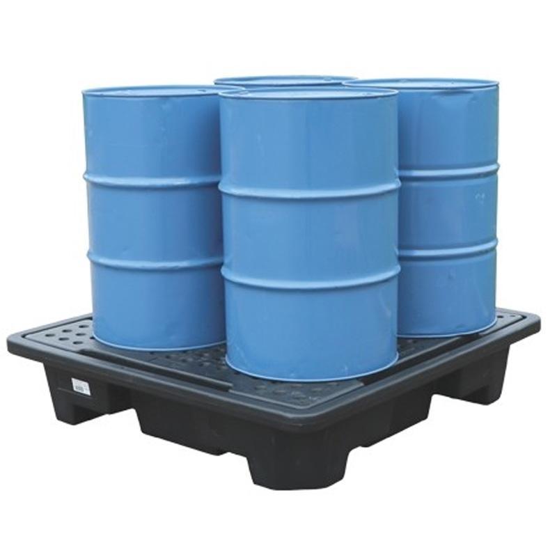 Bac de rétention PE DRUM 250/4 - CEMO 90979 - Pour huiles, fioul, gasoil - 4 fûts de 220L, caillebotis en polyéthylène_0