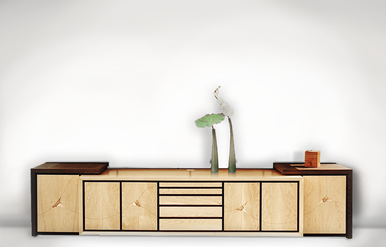 Buffet Mister Poyel - Collection Poyel - Erable/Wengé/Orme - Largeur standard 3m_0