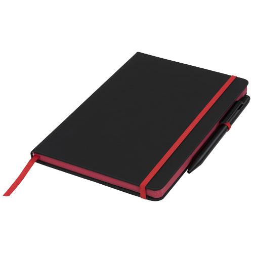 Carnet de notes M Noir Edge - couverture douce, bord coloré, marque-page et stylo inclus_0