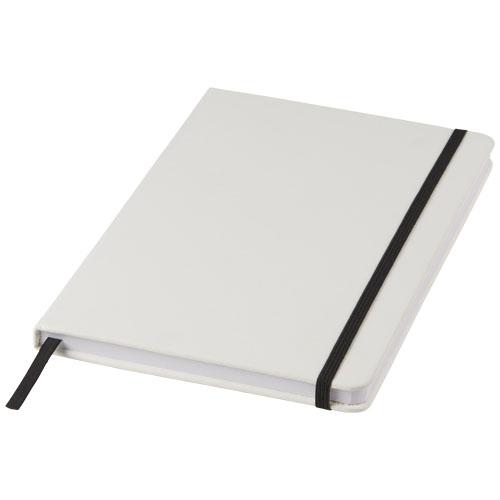 Carnet de notes blanc A5 Spectrum - élastique de couleur, 80 pages lignées, couverture rigide_0