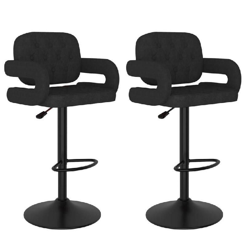 Décoshop26 - Lot de 2 tabourets de bar chaises hautes design moderne en tissu et acier noir DEC029816 - noir 3000257573781_0