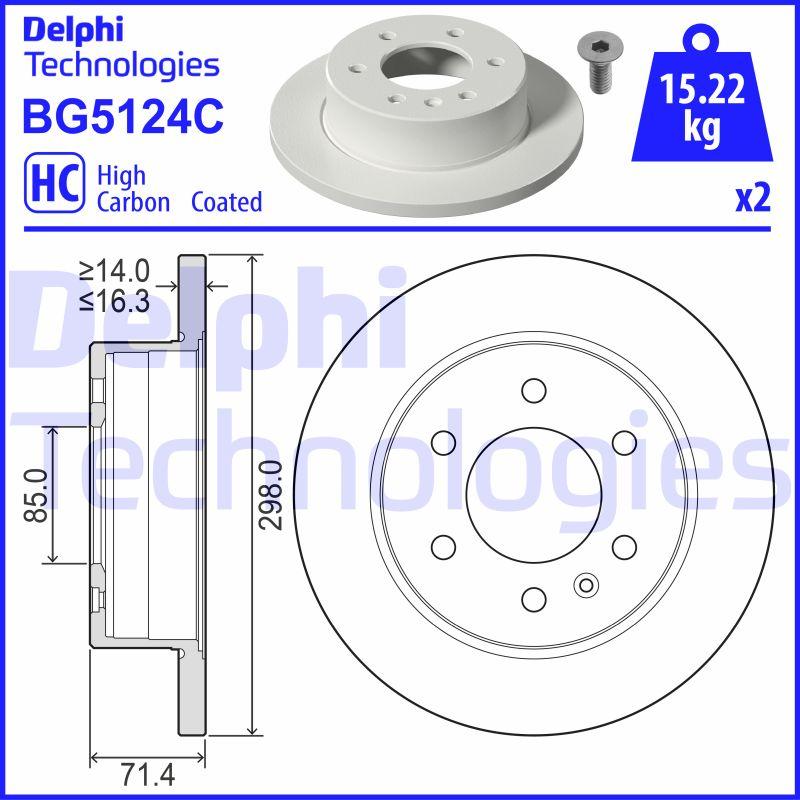 Disque de frein Delphi BG5124C - boîte de 2 disques - arrière - type plein_0