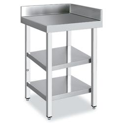 Distform Table Inox d'Angle avec Dosseret et 2 Etagères - 600x600 - - 641094002091_0