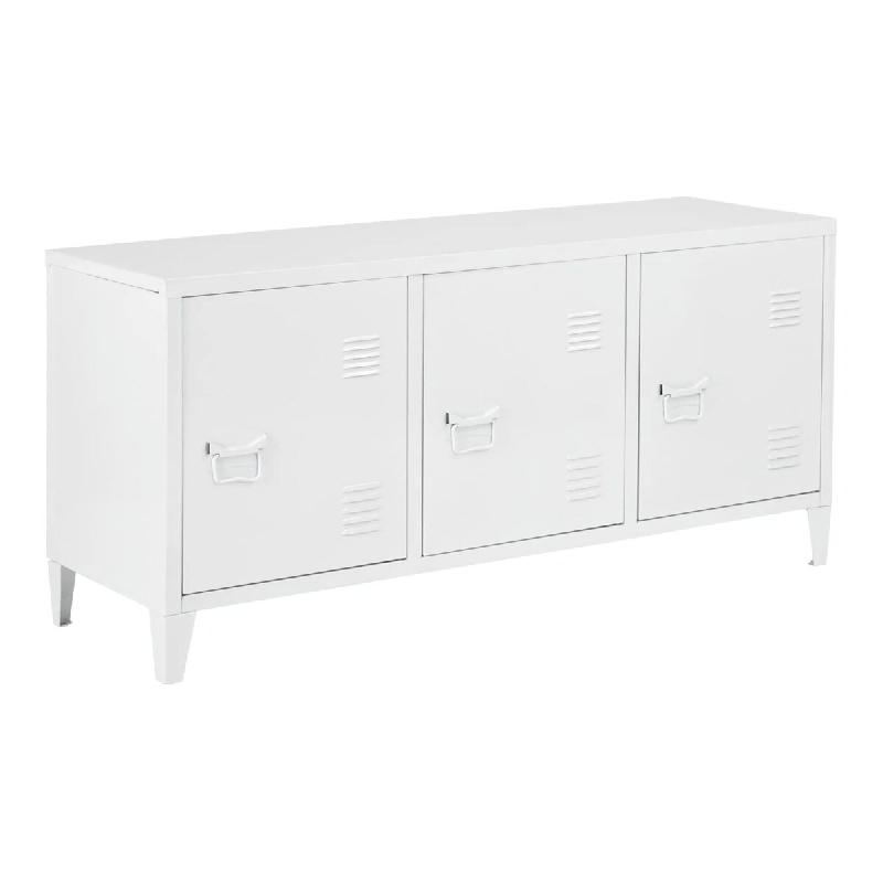 Helloshop26 - Meuble TV support télévision salon étagère avec 3 portes 58 x 113 x 40 cm blanc 03_0010069 - 3000225019525_0