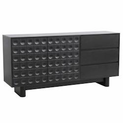 Oviala Business Buffet 3 portes moderne rectangulaire L160 cm noir - noir Bois massif 113591_0