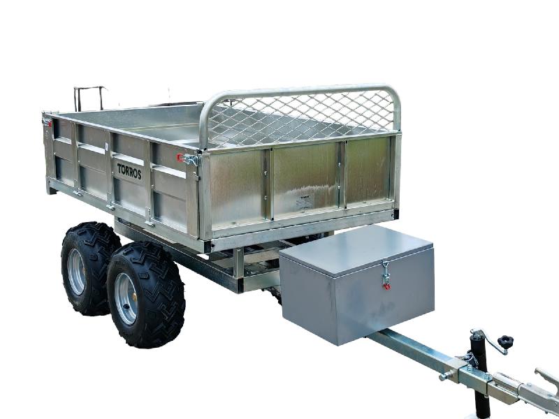 Remorque double essieux 4 roues 1400kg benne galvanisée basculante hydraulique 2000x1170x400mm Torros AHR1400H_0