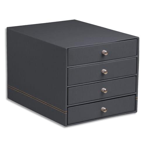 Rhodia - Module de classement Rhodiarama 4 tiroirs en simili cuir italien - Titane - Dimensions 24,8x22,8x32,7 cm_0