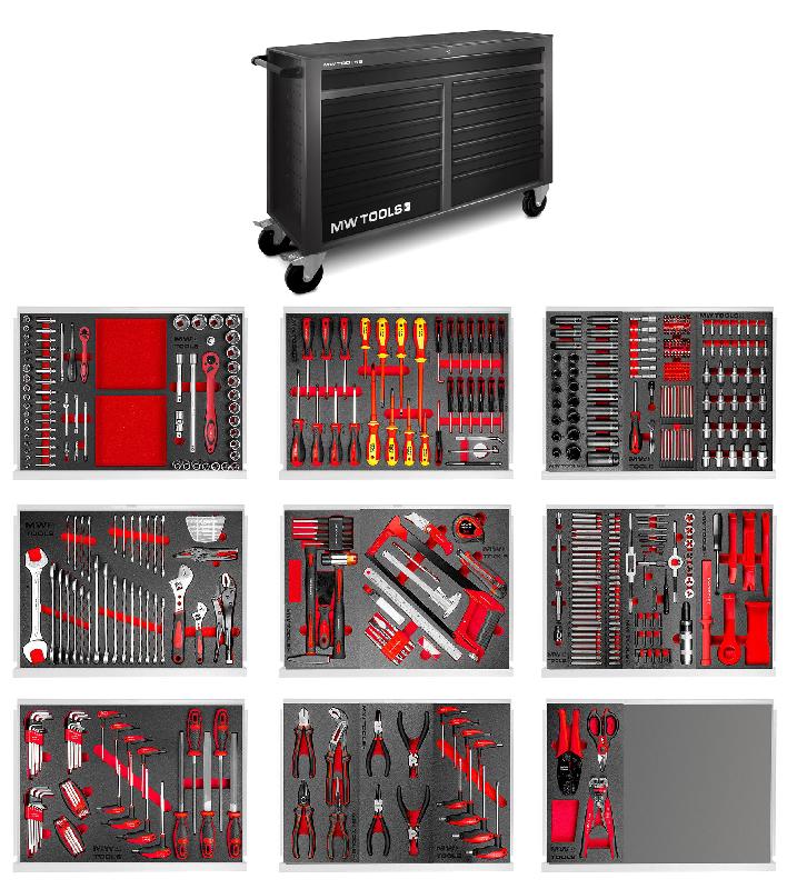 Servante d'atelier complète large, noire XL 514 outils MW Tools MWE512G4B_0