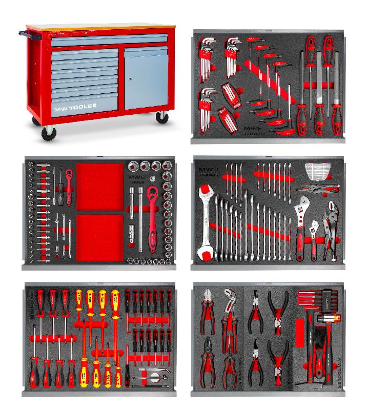 SERVANTE D'ATELIER COMPLÈTE AVEC ARMOIRE 211 OUTILS MW-TOOLS MWE211K1_0