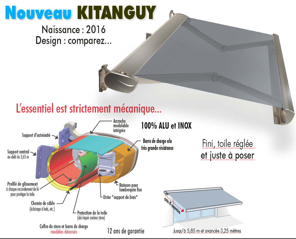 Store banne coffre KITANGUY - motorisation SOMFY - dimensions personnalisables_0