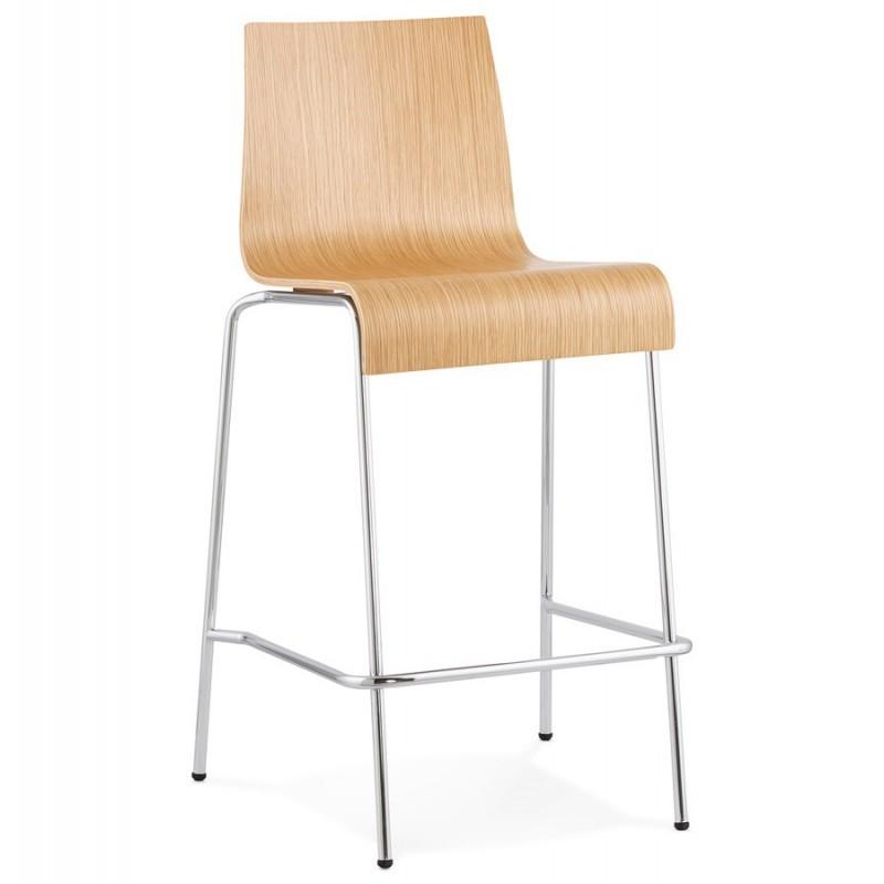 Tabouret de bar Forest 94 cm naturel - Paris Prix - Bois plaqué chêne et piètement en métal, empilable_0
