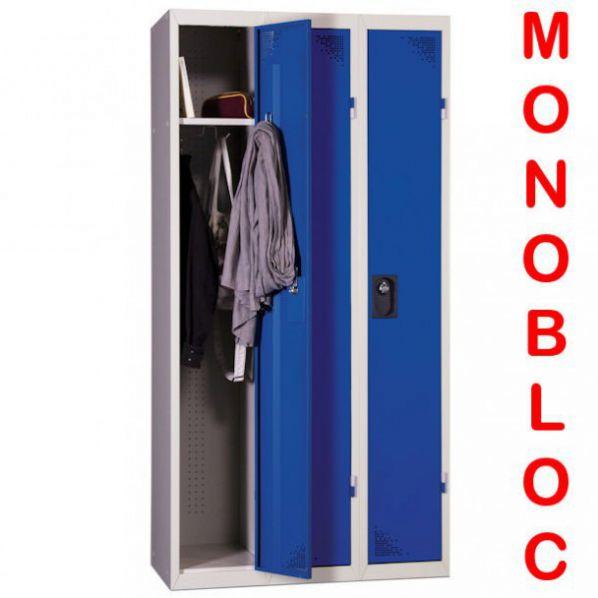 Vestiaire industrie propre monobloc 3 cases Bleu_0