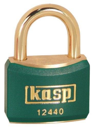 KASP K12440GREA1 - Cadenas en laiton de couleur verte 40 mm s'entrouvrant - Double ancrage et protection vinyle_0
