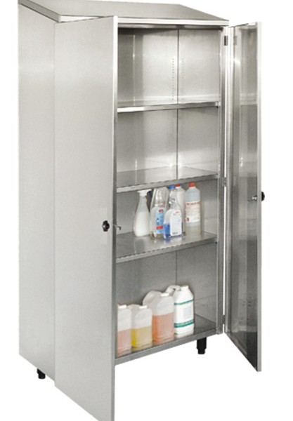 Armoire haute tout inox AISI 304L - 1000x475 mm - 2 portes battantes doublées - 3 étagères - modèle MAT2PV - Sofinor_0