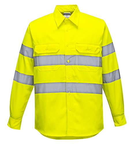 Chemise haute visibilité jaune E044 - Certifiée CE, bandes réfléchissantes et poches multiples_0