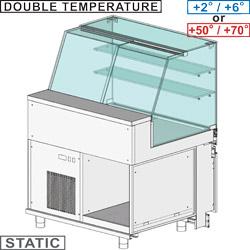 Comptoir vitrine réfrigéré & chauffante en & gn, vitre haute, statique, sans réserve dim. 1000x890xh1350 - CFA10X_0